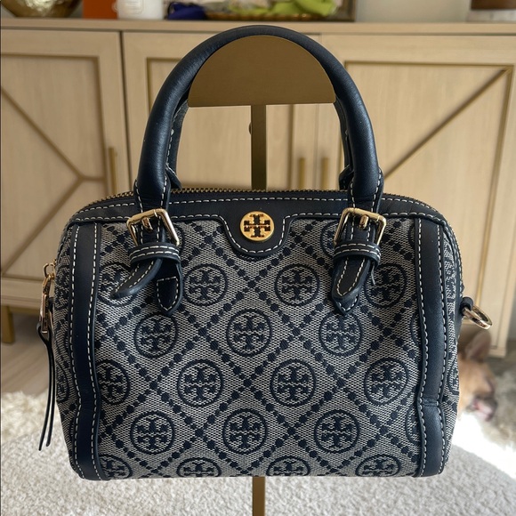 Tory Burch Handbags - Tory Burch Dark Blue T-Monogram Satchel